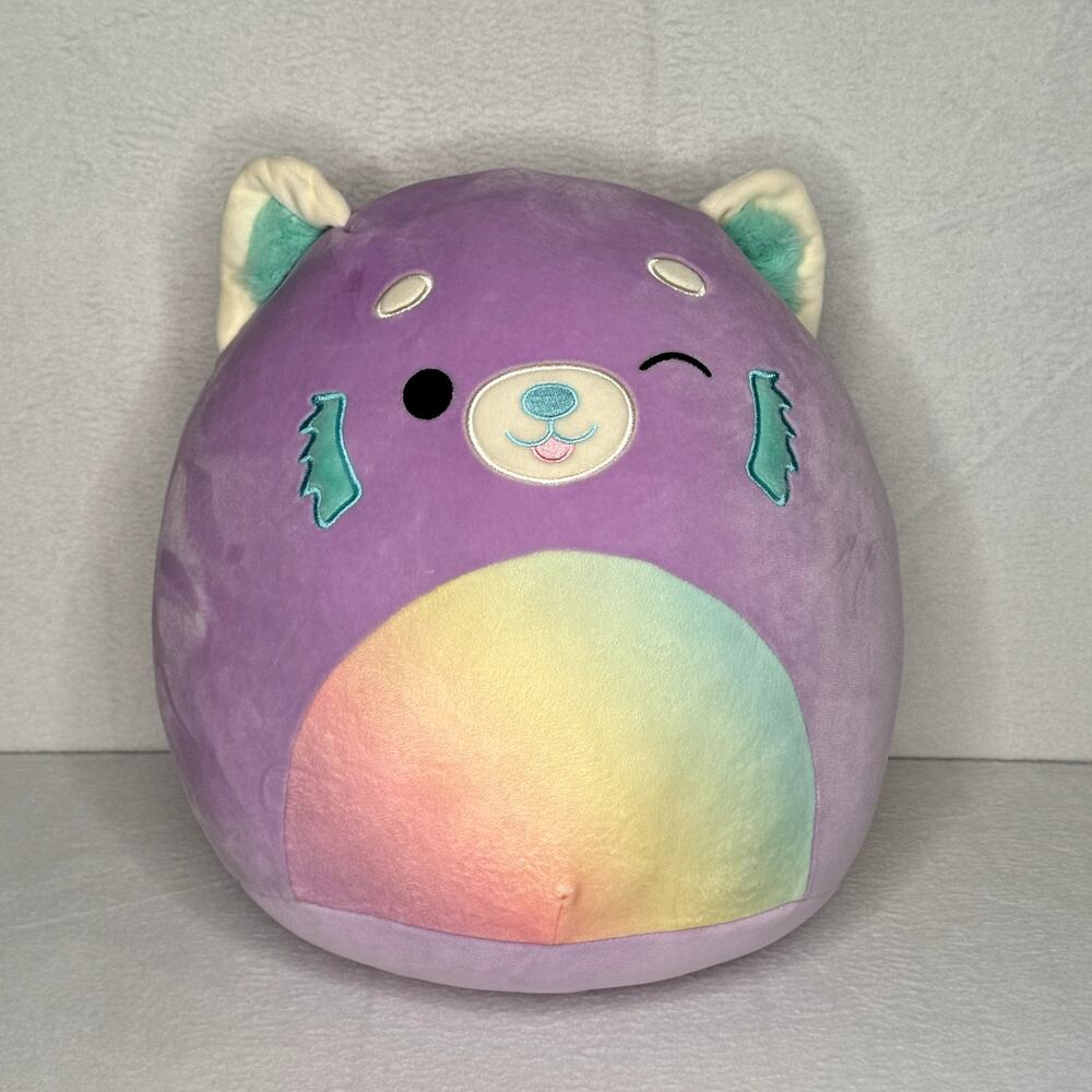 Squishmallows 12" Lexis Purple Red Panda with Rainbow Belly Medium Plush